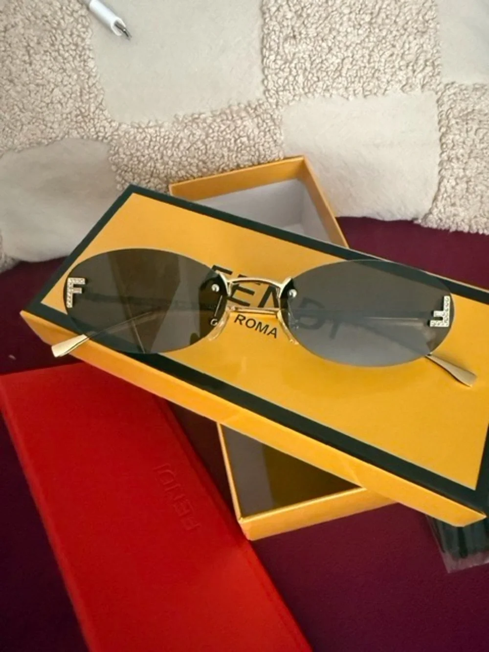 Fendi First Crystal Sunglasses with Gold Temples